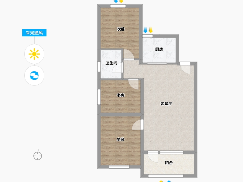 辽宁省-沈阳市-金沙巴黎花园-74.52-户型库-采光通风