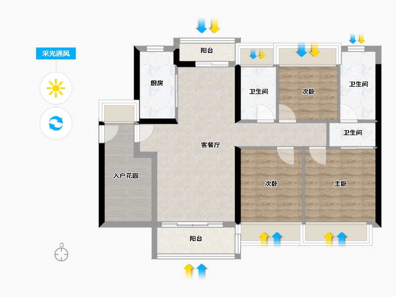 广东省-江门市-江门华发四季-84.00-户型库-采光通风