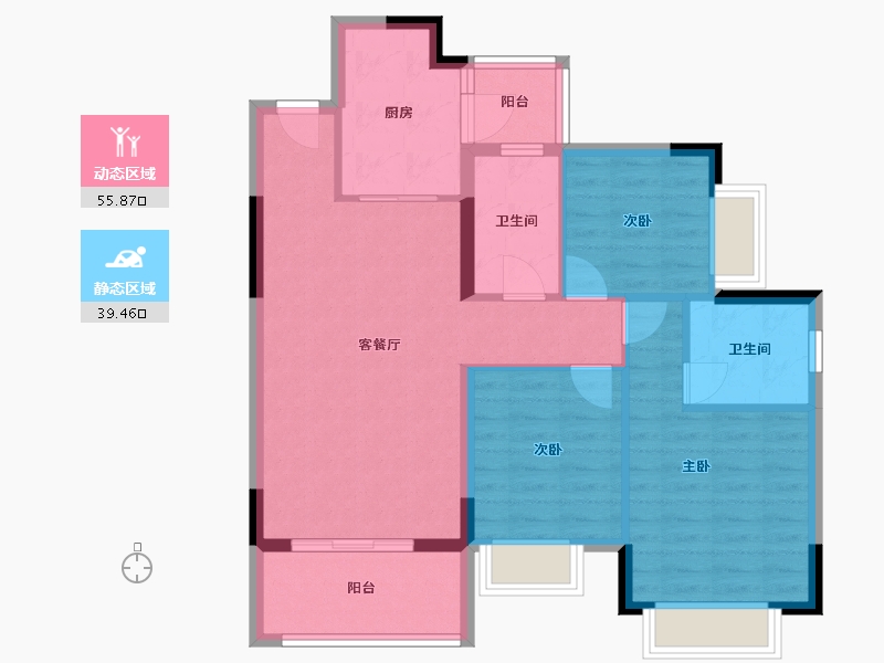 海南省-海口市-恒大御湖庄园-85.56-户型库-动静分区