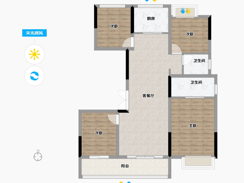 江西省-赣州市-锦绣华府-107.20-户型库-采光通风