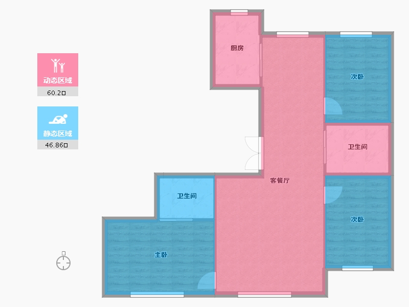 吉林省-松原市-晟兴东方赛纳-97.85-户型库-动静分区