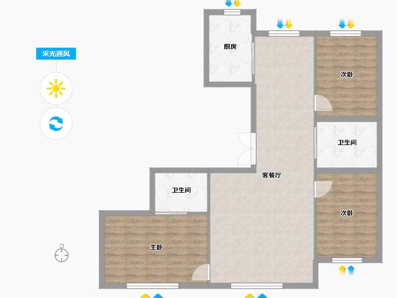 吉林省-松原市-晟兴东方赛纳-97.85-户型库-采光通风