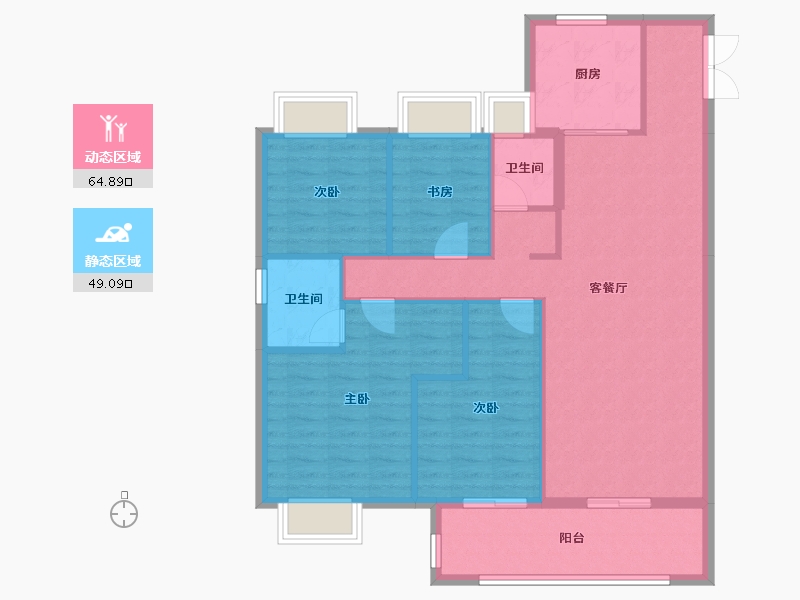 湖北省-黄石市-华嘉日月星辰-103.59-户型库-动静分区