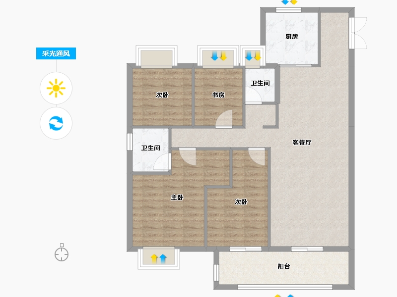 湖北省-黄石市-华嘉日月星辰-103.59-户型库-采光通风