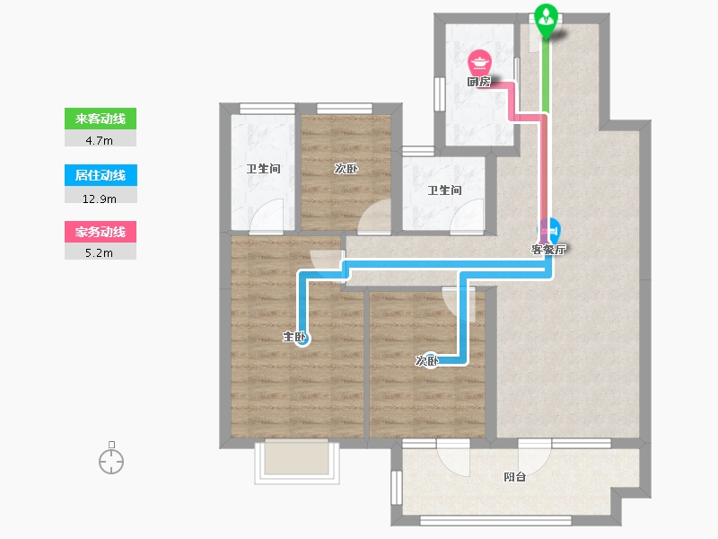 湖北省-黄石市-华嘉日月星辰-83.25-户型库-动静线