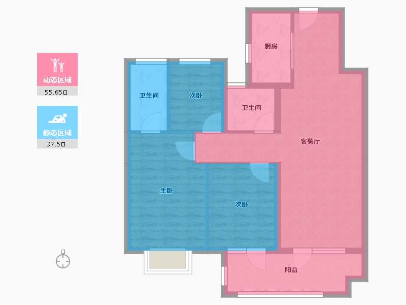 湖北省-黄石市-华嘉日月星辰-83.25-户型库-动静分区