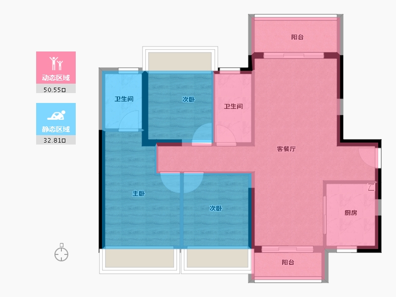 广东省-汕头市-龙光臻品阳光誉苑-74.14-户型库-动静分区