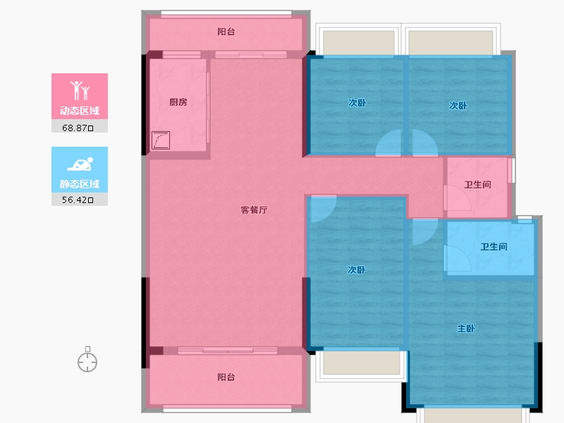 广东省-梅州市-梅州客天下东城森林湖-113.37-户型库-动静分区