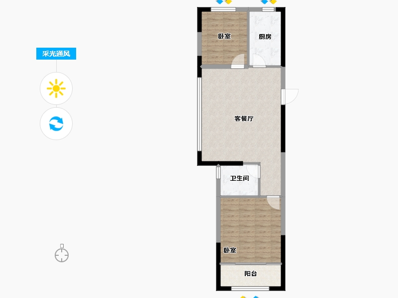 山东省-威海市-成山海景阁-68.70-户型库-采光通风