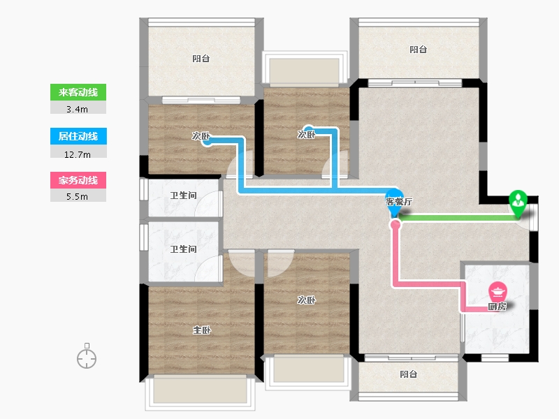 广东省-汕头市-龙光臻品阳光誉苑-95.63-户型库-动静线