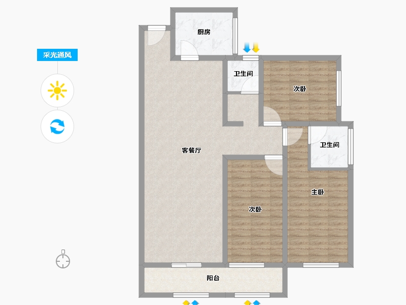 陕西省-宝鸡市-瑞丰上都-113.70-户型库-采光通风