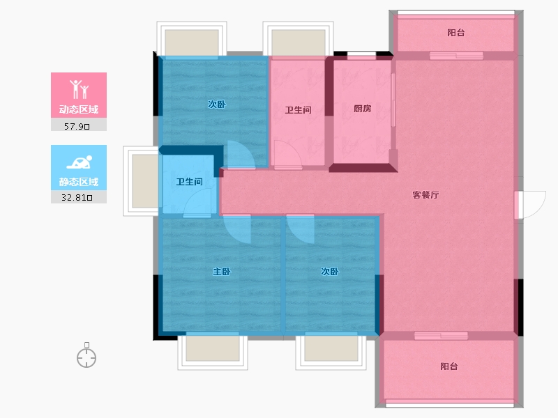 海南省-海口市-汇元文澜世家-80.81-户型库-动静分区