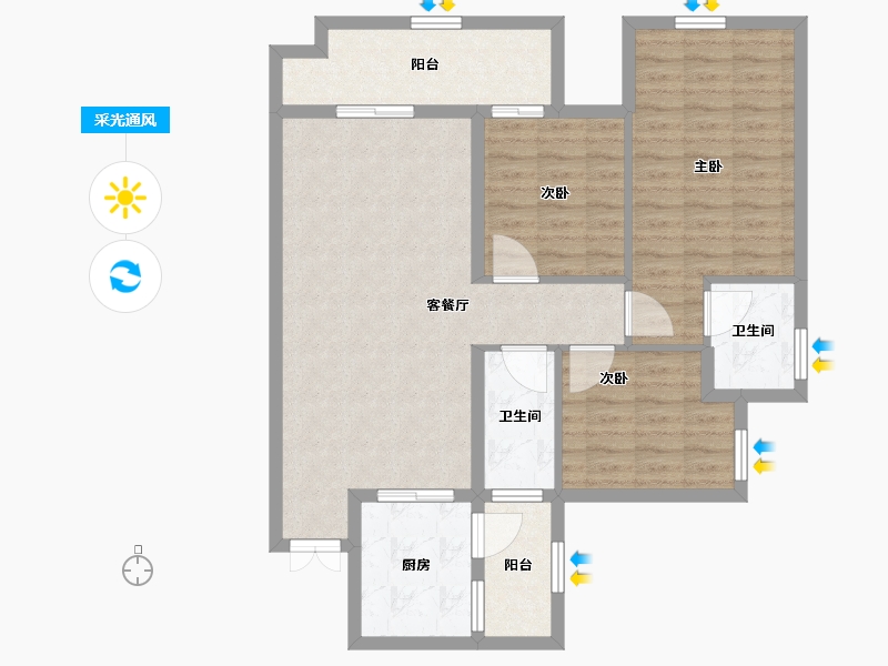 四川省-巴中市-平昌金域华府-91.93-户型库-采光通风