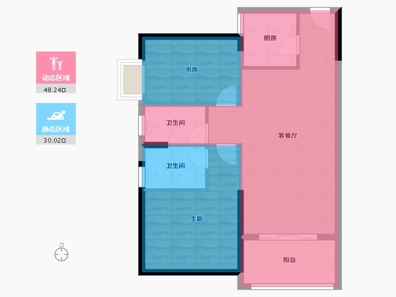 海南省-海口市-世茂璀璨时代-70.61-户型库-动静分区