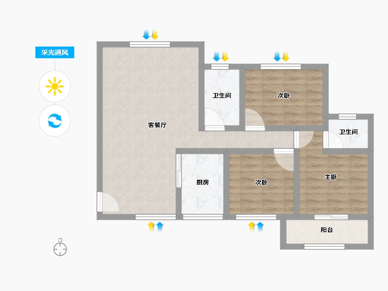 陕西省-宝鸡市-瑞丰上都-74.20-户型库-采光通风