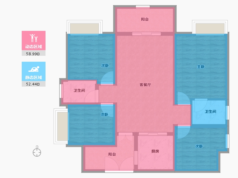 四川省-巴中市-平昌金域华府-99.37-户型库-动静分区