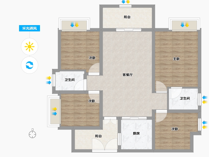 四川省-巴中市-平昌金域华府-99.37-户型库-采光通风