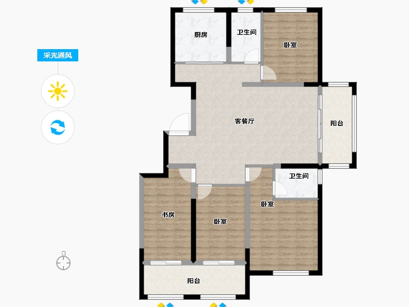 山东省-威海市-成山海景阁-127.77-户型库-采光通风