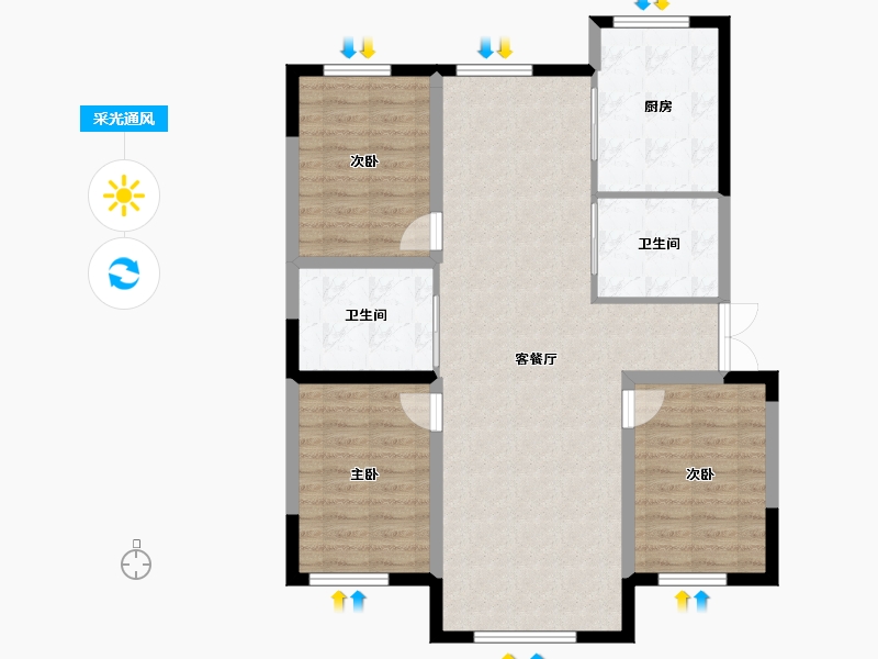 吉林省-松原市-晟兴东方赛纳-97.01-户型库-采光通风