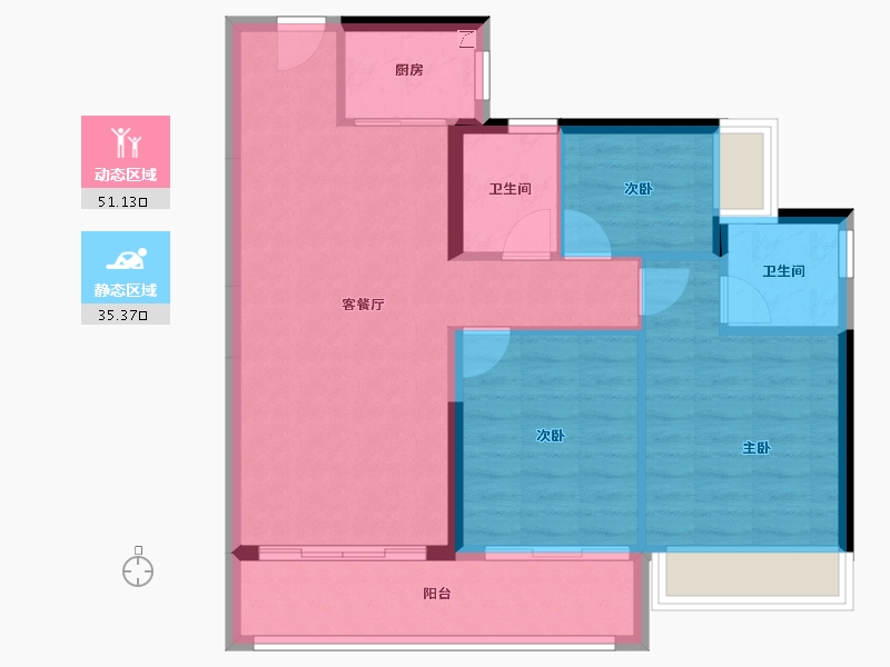 广东省-汕头市-龙光臻品阳光誉苑-78.03-户型库-动静分区