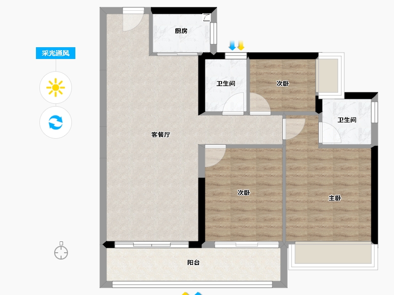 广东省-汕头市-龙光臻品阳光誉苑-78.03-户型库-采光通风