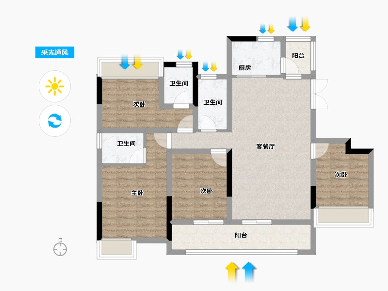 四川省-广安市-龙洲·翡翠湾-97.02-户型库-采光通风