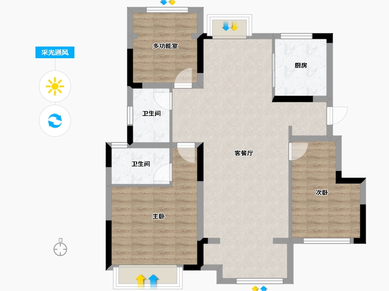 安徽省-蚌埠市-文德江山府-92.00-户型库-采光通风