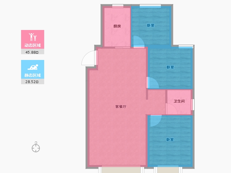 河北省-保定市-美居·大都会Meet-67.32-户型库-动静分区