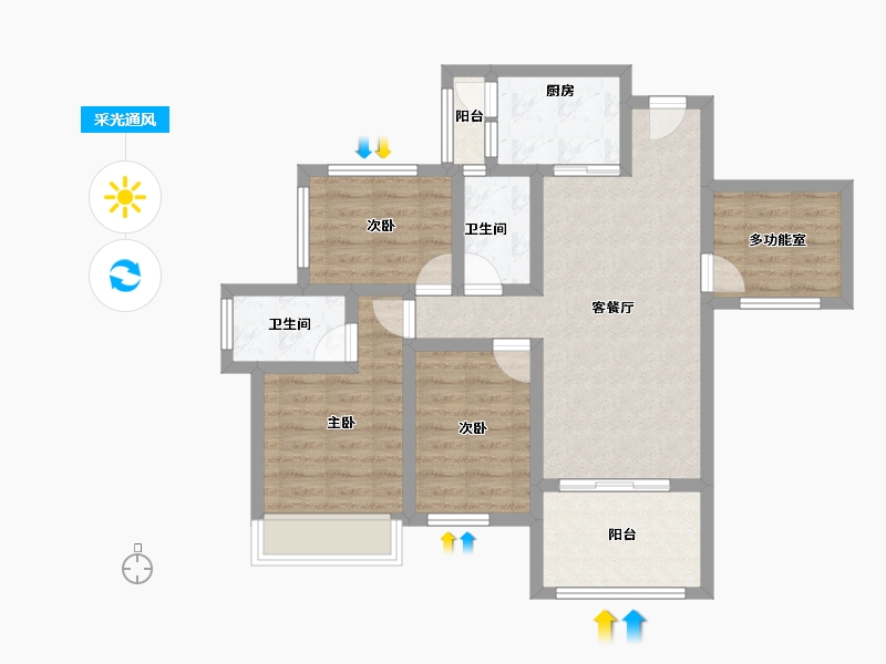 广东省-湛江市-达智华府-77.33-户型库-采光通风