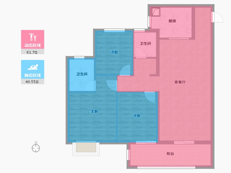 湖北省-黄石市-华嘉日月星辰-91.67-户型库-动静分区