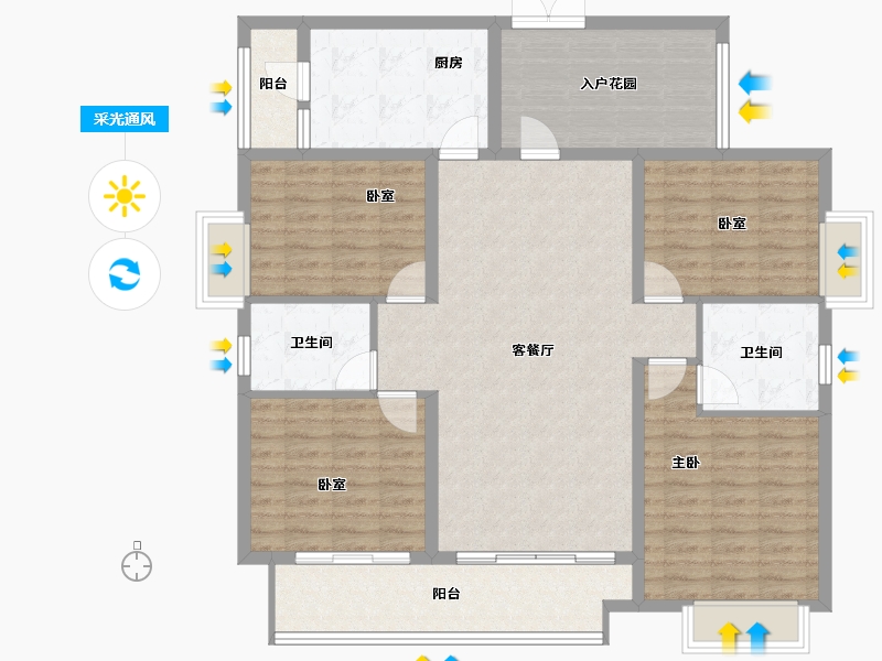 广东省-湛江市-申蓝宝邸-124.09-户型库-采光通风