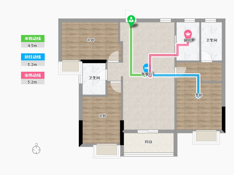 湖北省-随州市-公园三号-89.31-户型库-动静线