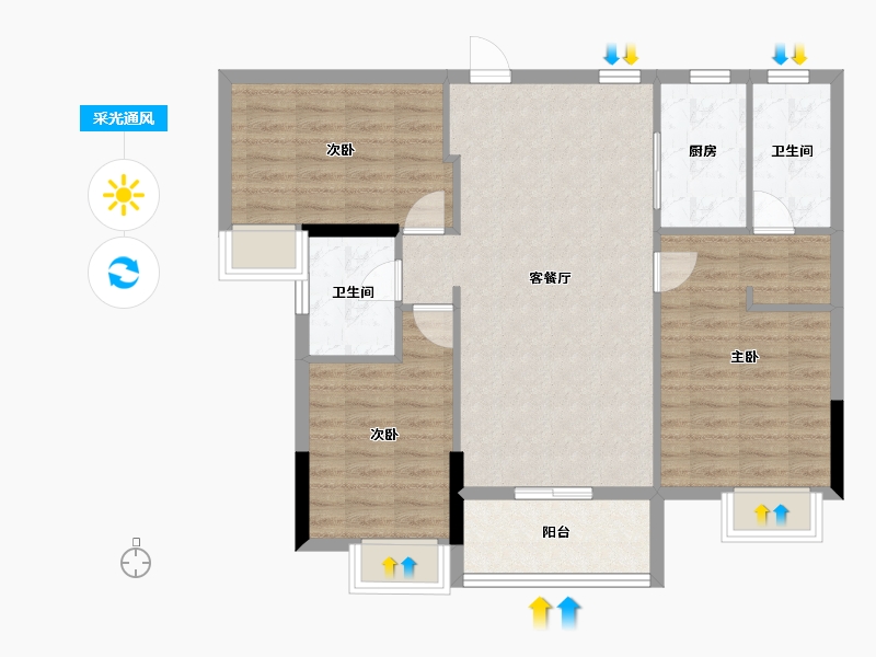 湖北省-随州市-公园三号-89.31-户型库-采光通风