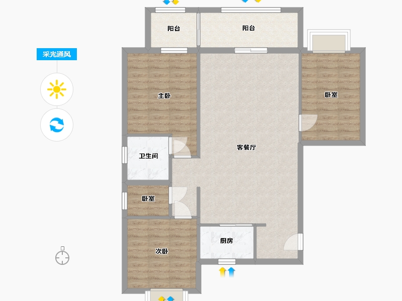 广东省-汕头市-福田里-99.00-户型库-采光通风