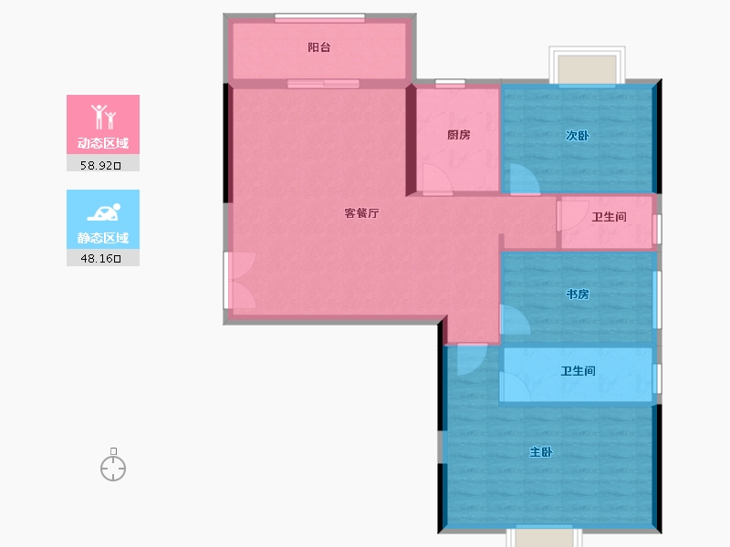 湖北省-黄石市-东方装饰城五期-97.60-户型库-动静分区