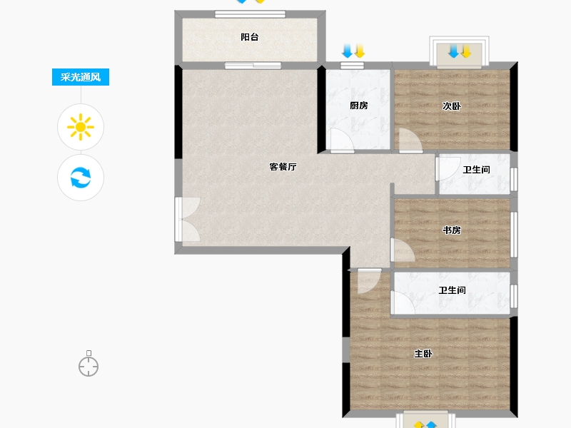 湖北省-黄石市-东方装饰城五期-97.60-户型库-采光通风