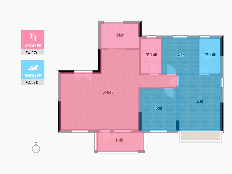 辽宁省-丹东市-凯旋世家-110.00-户型库-动静分区