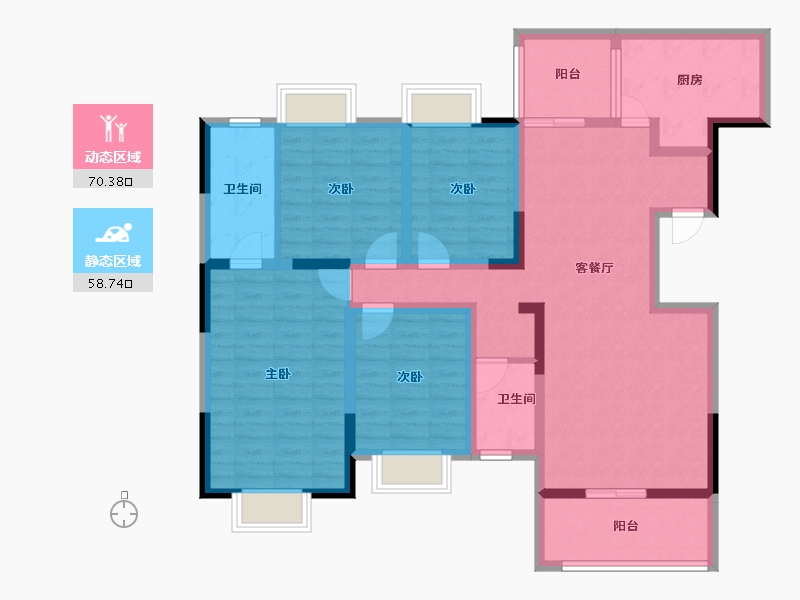 海南省-海口市-汇元幸福森林-113.97-户型库-动静分区