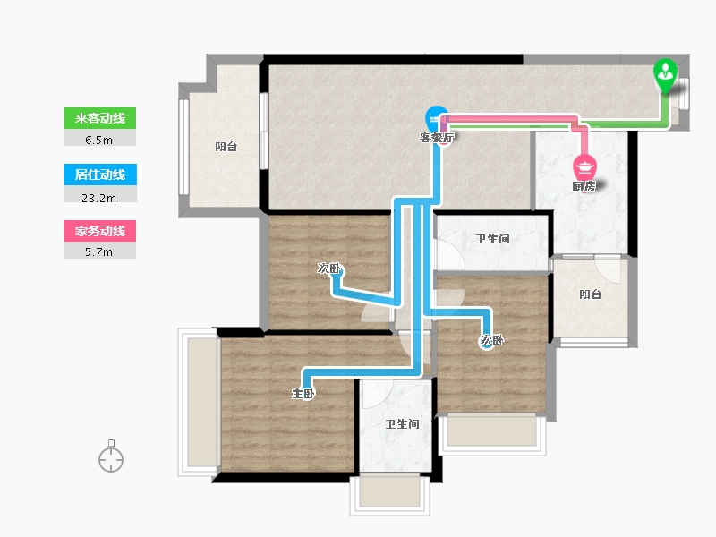 广东省-湛江市-公园一号-88.70-户型库-动静线