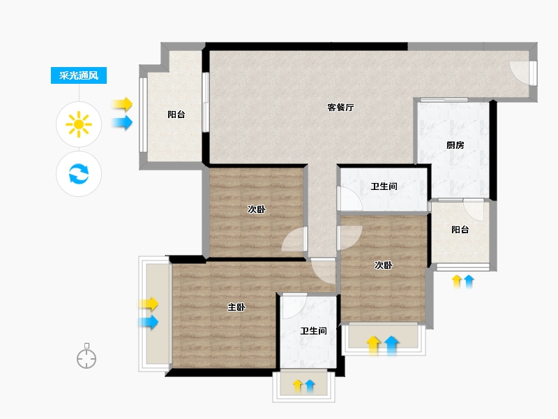 广东省-湛江市-公园一号-88.70-户型库-采光通风