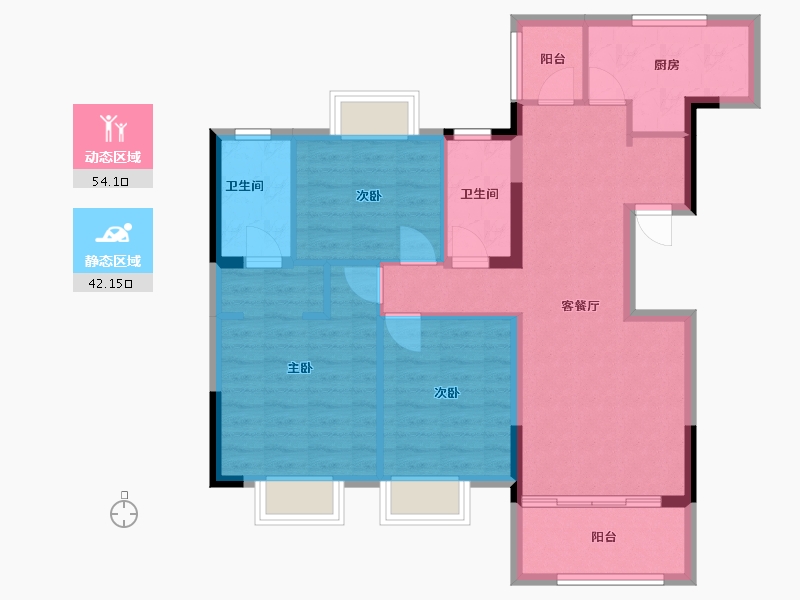 海南省-海口市-汇元幸福森林-86.00-户型库-动静分区