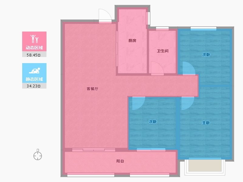 山东省-潍坊市-蓝郡小区-90.00-户型库-动静分区