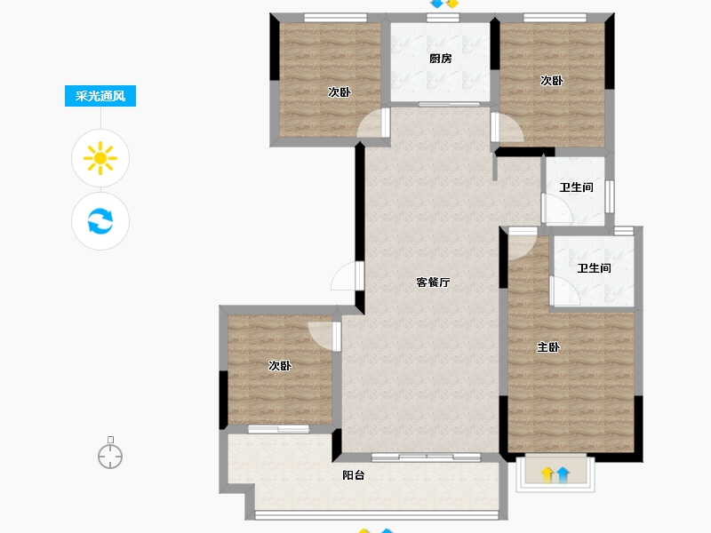 江西省-赣州市-宁都中梁壹号院-109.60-户型库-采光通风