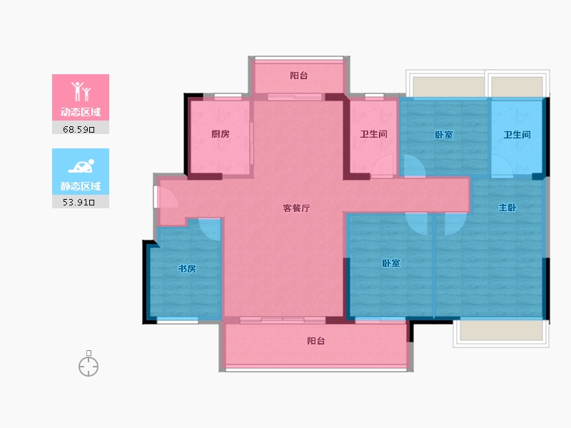 广东省-湛江市-绿地新里海玥公馆-111.16-户型库-动静分区