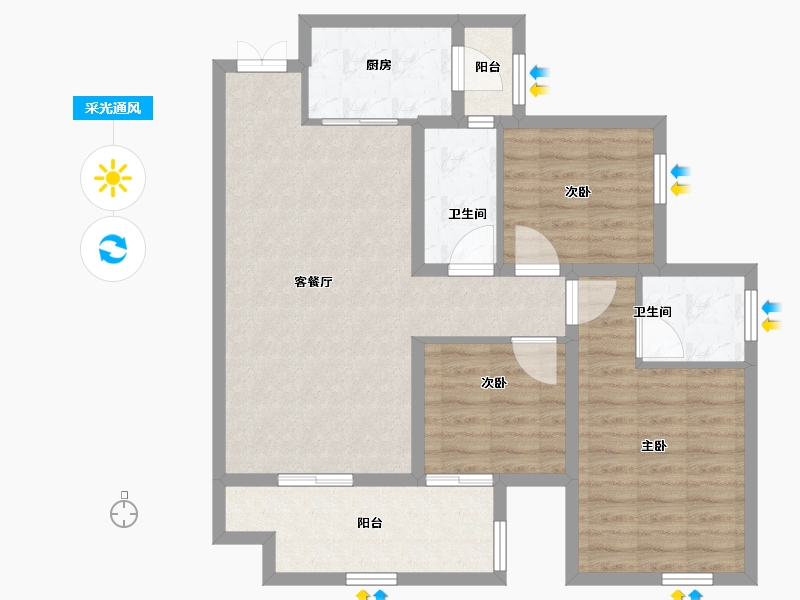 四川省-巴中市-平昌金域华府-86.52-户型库-采光通风