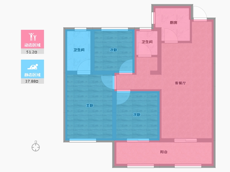 陕西省-宝鸡市-三迪金域中央3期-78.39-户型库-动静分区