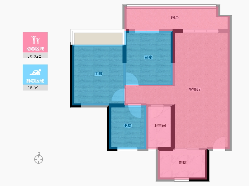 广东省-湛江市-绿地新里海玥公馆-70.31-户型库-动静分区