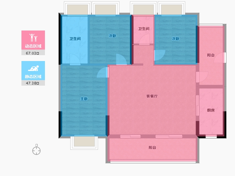 海南省-文昌市-融创高隆湾-103.37-户型库-动静分区