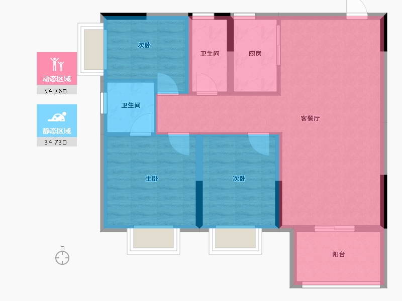 海南省-海口市-汇元文澜世家-79.74-户型库-动静分区