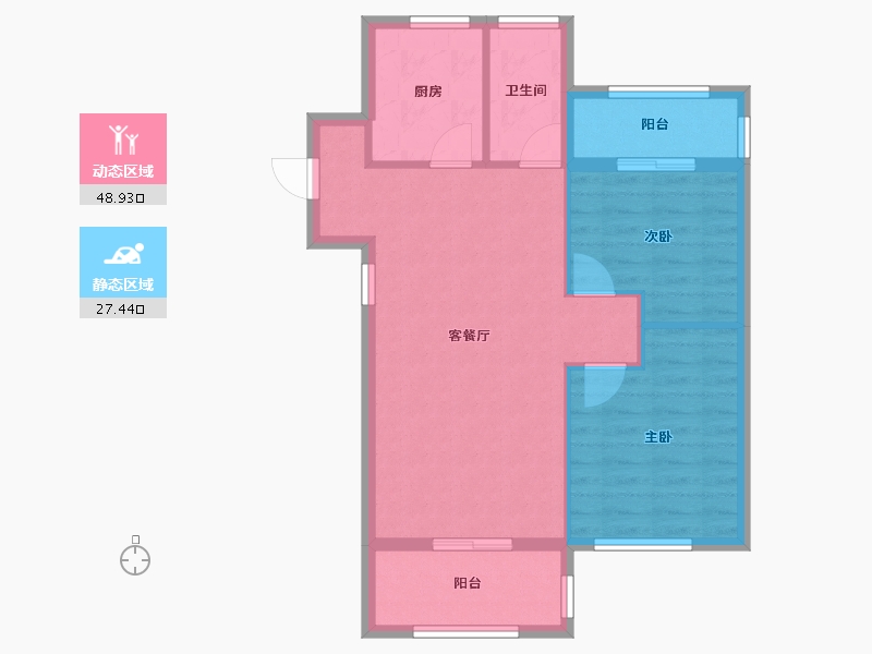 湖北省-黄冈市-翰林学府-68.80-户型库-动静分区